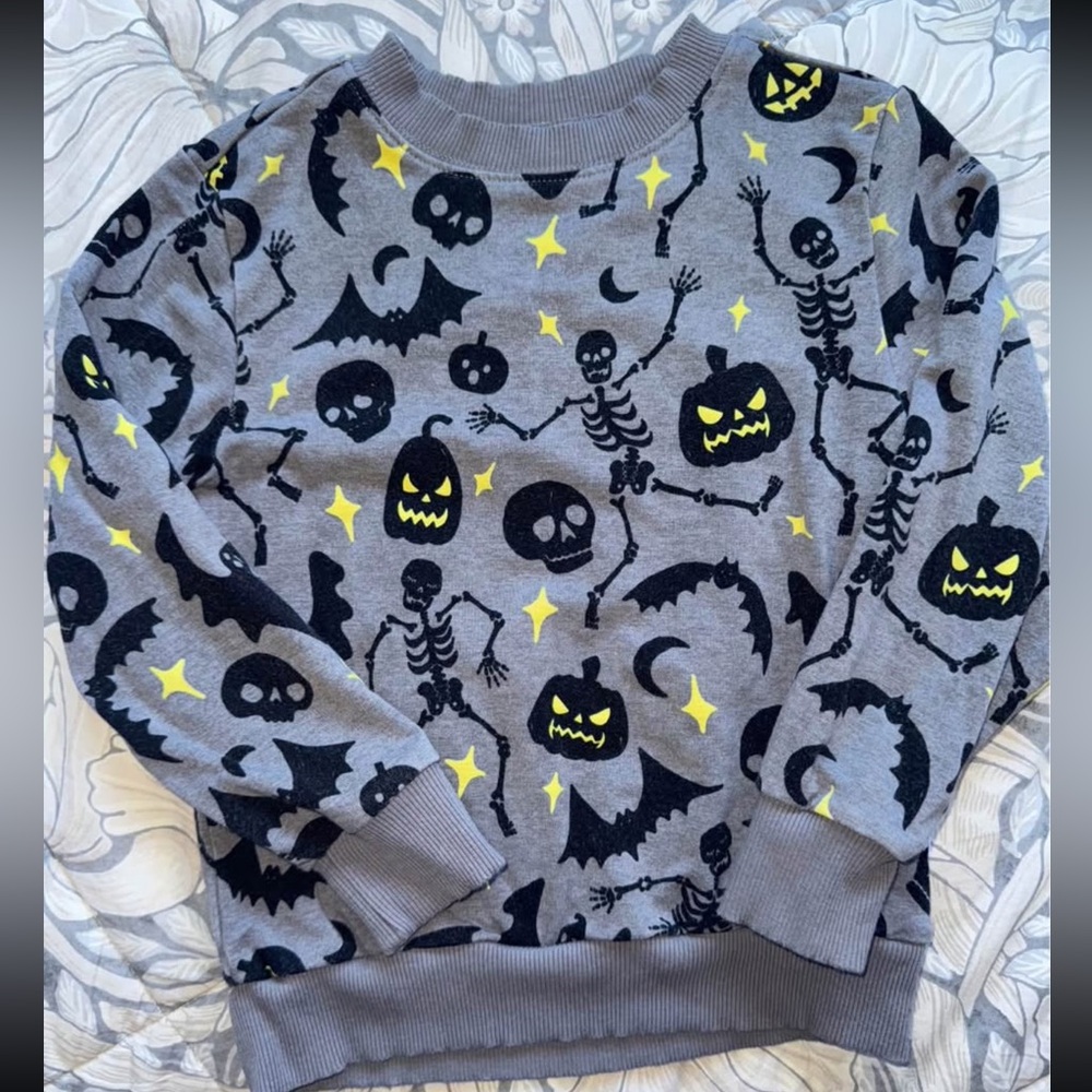 Little Sleepies Gray and Yellow Skeleton Sweater